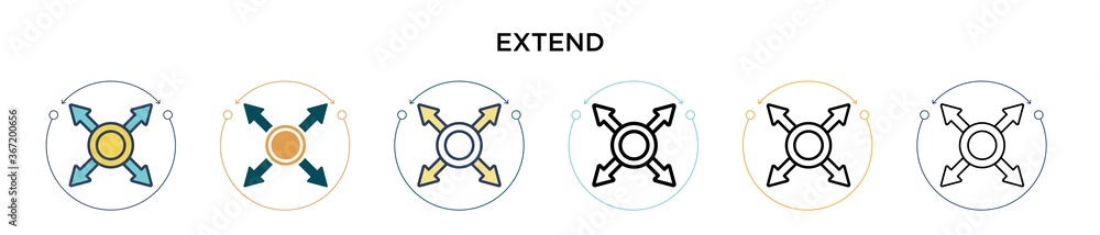 Poster extend icon in filled, thin line, outline and stroke style. vector illustration of two colored and b