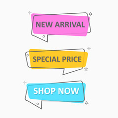 social media speech bubble for promotion and price tag label with flat design