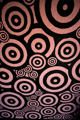 Abstract retro painting with circles on a wall