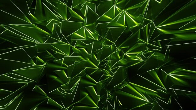 Green Polygonal Background with Glowing Edges