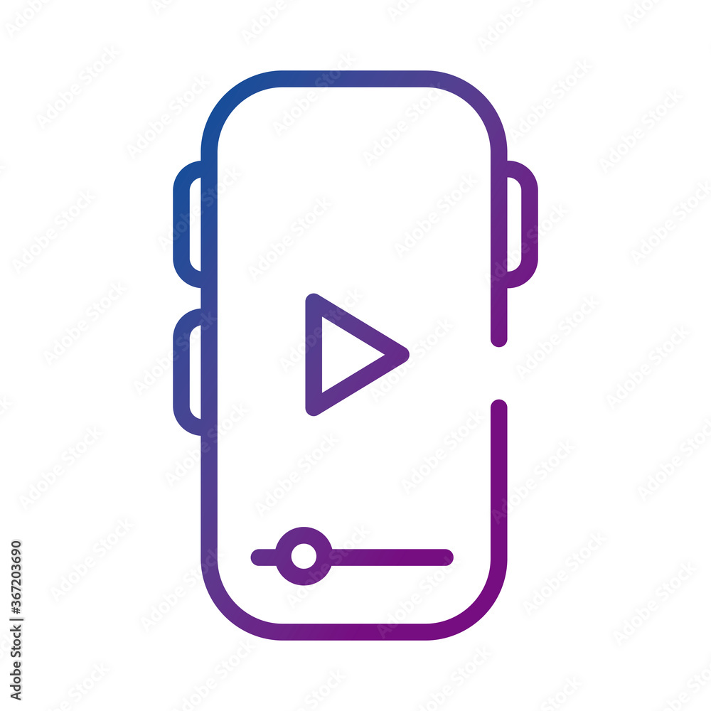 Aufkleber smartphone with play button video content gradient style icon
