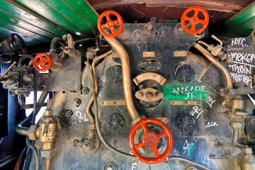  Old steam train pressure gauges and controls in Greece 