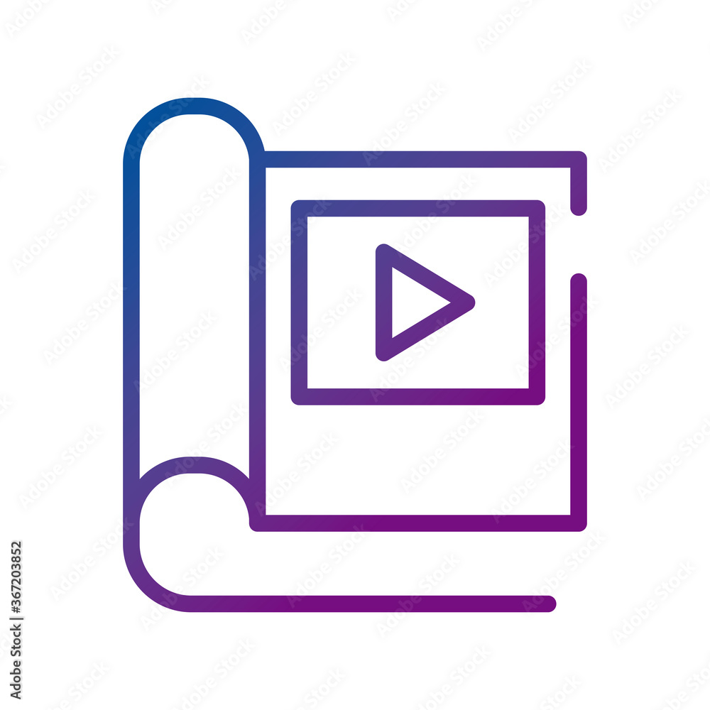 Poster ebook with play button video content gradient style icon
