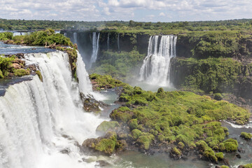 Fototapeta na wymiar Forest, waterfalls and river with rocks