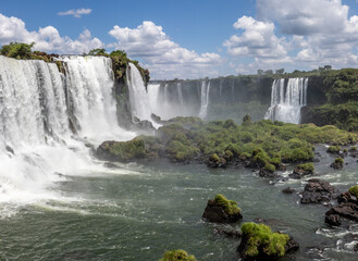 Fototapeta premium Forest, waterfalls and river with rocks