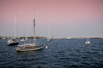 boats at sunset