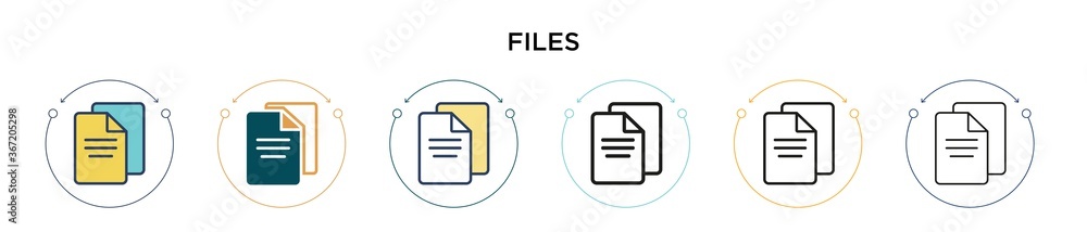 Poster files icon in filled, thin line, outline and stroke style. vector illustration of two colored and bl