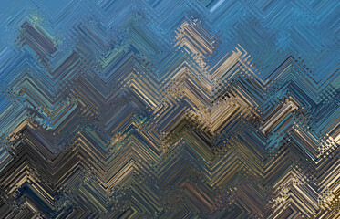 Abstract zigzag pattern with waves on nature theme. Artistic image processing created by photo of...