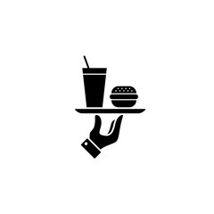 Fast food icon. Burger, hamburger and soda takeaway. Vector on isolated white background. EPS 10