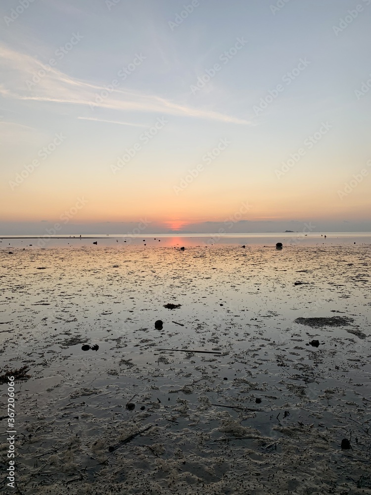 Sticker Coucher de soleil sur la mer à Ko Pha Ngan, Thaïlande