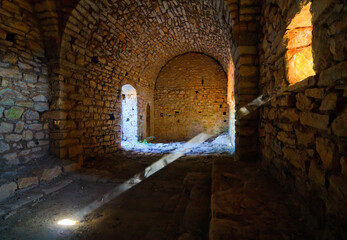  Hallway of old abandoned monastery in Greece 