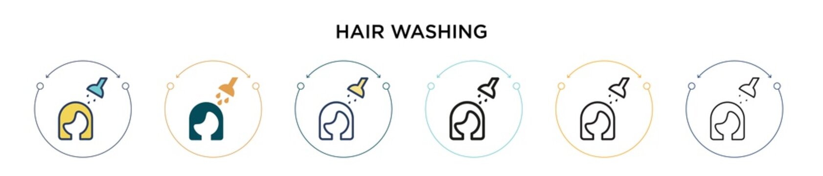 Hair Washing Icon In Filled, Thin Line, Outline And Stroke Style. Vector Illustration Of Two Colored And Black Hair Washing Vector Icons Designs Can Be Used For Mobile, Ui, Web