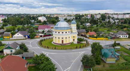 Spaso-Preobrazhenskaya Church in Chechersk. Temple rotunda. Gomel region. Belarus. View from above