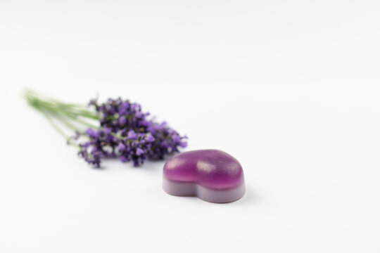 levander soap and white background