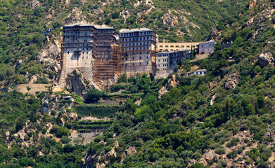 Fototapeta na wymiar Simonos Petra monastery on Holy mount Athos