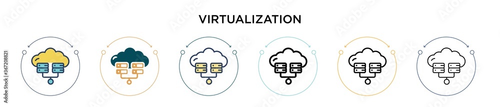 Poster virtualization icon in filled, thin line, outline and stroke style. vector illustration of two color