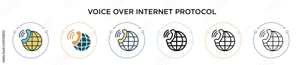 Wall mural voice over internet protocol icon in filled, thin line, outline and stroke style. vector illustratio