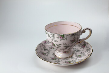 Vintage floral teacup with saucer