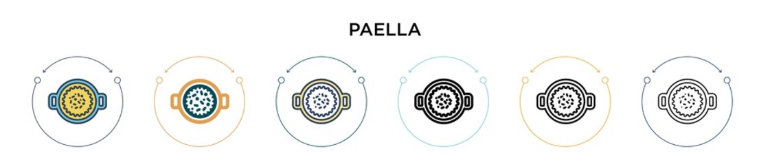 Paella icon in filled, thin line, outline and stroke style. Vector illustration of two colored and black paella vector icons designs can be used for mobile, ui, web