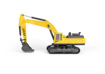 toy yellow excavator isolated on white background
