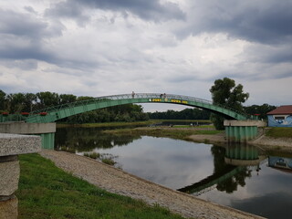 bridge over the Oder river- port in Nowa Sol, Polanf