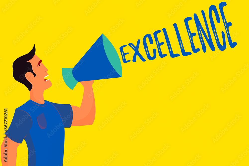 Poster writing note showing excellence. business concept for quality which is unusually good and surpasses 