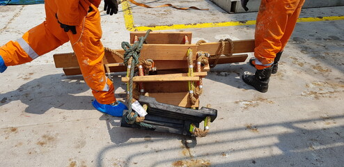 picture of a marine ladder used to usually embark on board boats while they are at sea,also called pilot ladder 