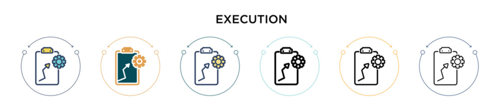 Execution icon in filled, thin line, outline and stroke style. Vector illustration of two colored and black execution vector icons designs can be used for mobile, ui, web