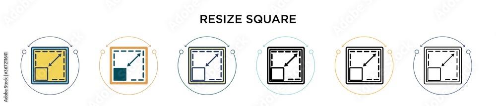 Poster resize square icon in filled, thin line, outline and stroke style. vector illustration of two colore