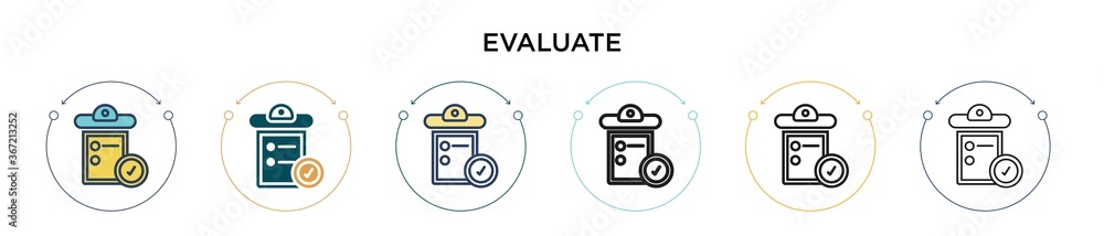 Poster evaluate icon in filled, thin line, outline and stroke style. vector illustration of two colored and