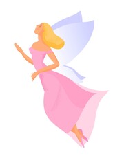 Obraz na płótnie Canvas Hand drawn illustration, flying girl with wings