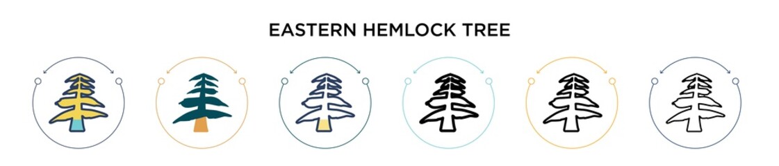 Eastern hemlock tree icon in filled, thin line, outline and stroke style. Vector illustration of two colored and black eastern hemlock tree vector icons designs can be used for mobile, ui, web