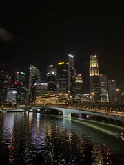 Fototapeta na wymiar Baie de nuit à Singapour