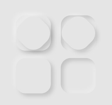 neumorphism buttons on gray background / illustration design element pressed and unpressed button