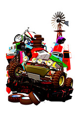 illustration of a scrapyard