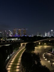 Fototapeta na wymiar Paysage urbain de nuit à Singapour 