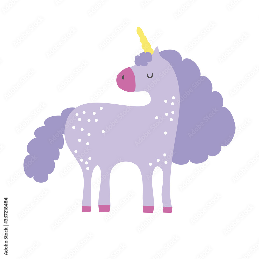 Wall mural cute unicorn magical character hand draw style icon