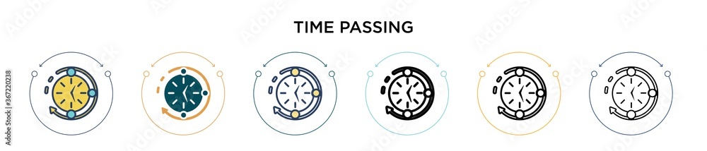 Poster time passing icon in filled, thin line, outline and stroke style. vector illustration of two colored