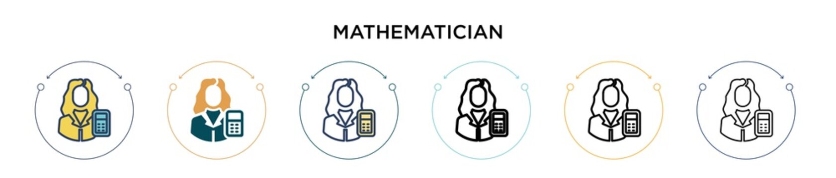 Mathematician Icon In Filled, Thin Line, Outline And Stroke Style. Vector Illustration Of Two Colored And Black Mathematician Vector Icons Designs Can Be Used For Mobile, Ui, Web