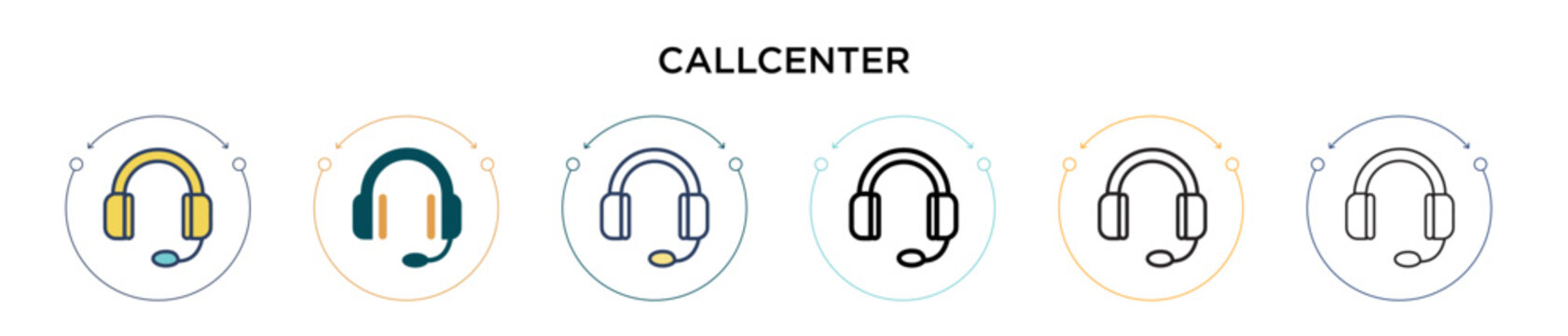 Callcenter icon in filled, thin line, outline and stroke style. Vector illustration of two colored and black callcenter vector icons designs can be used for mobile, ui, web
