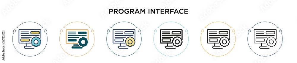 Poster program interface icon in filled, thin line, outline and stroke style. vector illustration of two co
