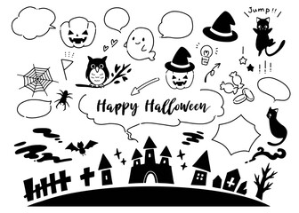 Hand-painted simple and cute Halloween material