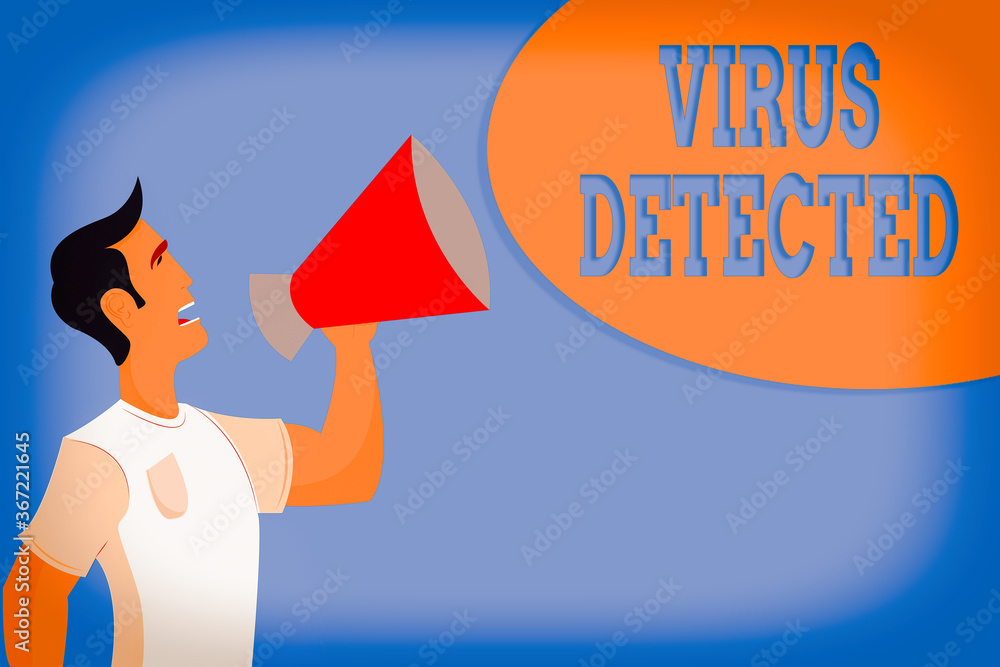 Poster word writing text virus detected. business photo showcasing a computer program used to prevent and r