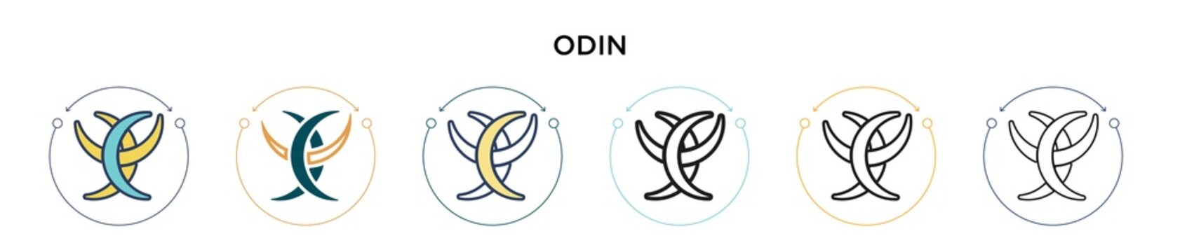 Odin icon in filled, thin line, outline and stroke style. Vector illustration of two colored and black odin vector icons designs can be used for mobile, ui, web