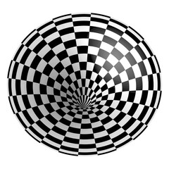 Tunnel or wormhole on a chess background