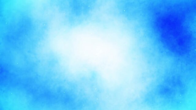 Colored smoke spray. Abstract smoke steam blow out. Fog splash. Alcohol ink and watercolor on blue background. Copy space for text. Loop animation.