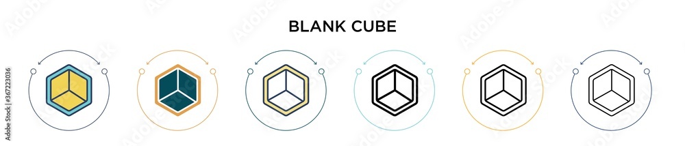 Poster blank cube icon in filled, thin line, outline and stroke style. vector illustration of two colored a
