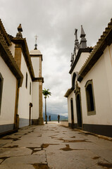 stone pavement and Matosinho Church in Congonhas