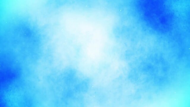 Colored smoke spray. Abstract smoke steam blow out. Fog splash. Alcohol ink and watercolor on blue background. Copy space for text. Loop animation.