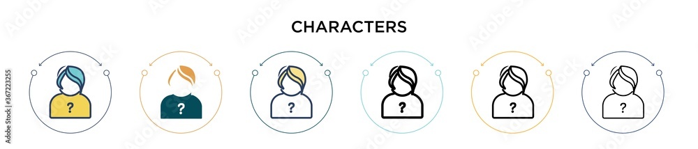 Poster characters icon in filled, thin line, outline and stroke style. vector illustration of two colored a